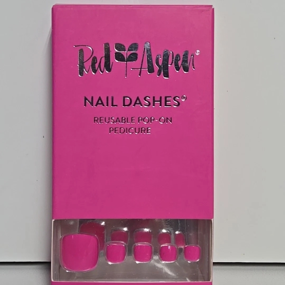 Red Aspen Nail Dashes HARPER PICKS PEONIES Reusable Pop-On Pedicure Hot Pink
